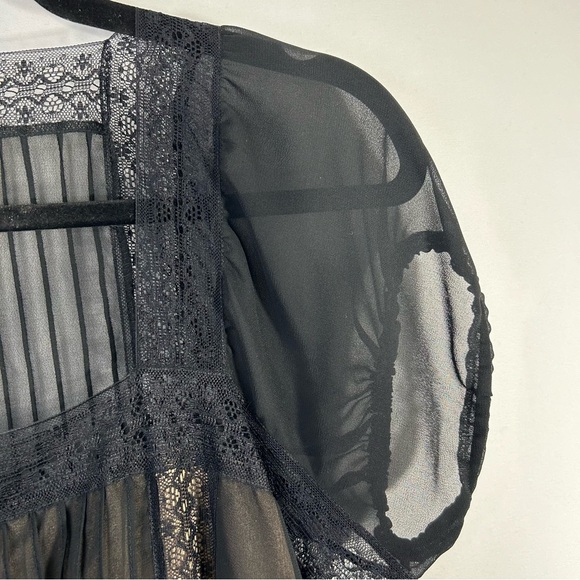 MSSP Max Studio Vintage Retro Sheer Lace Romantic Goth 90's Y2K Witchy Top Sz M - Picture 6 of 14